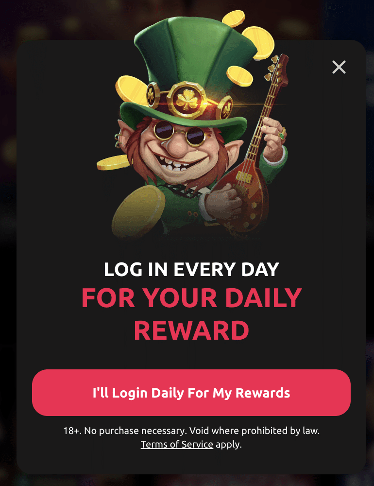 Daily login reward at Mcluck Casino